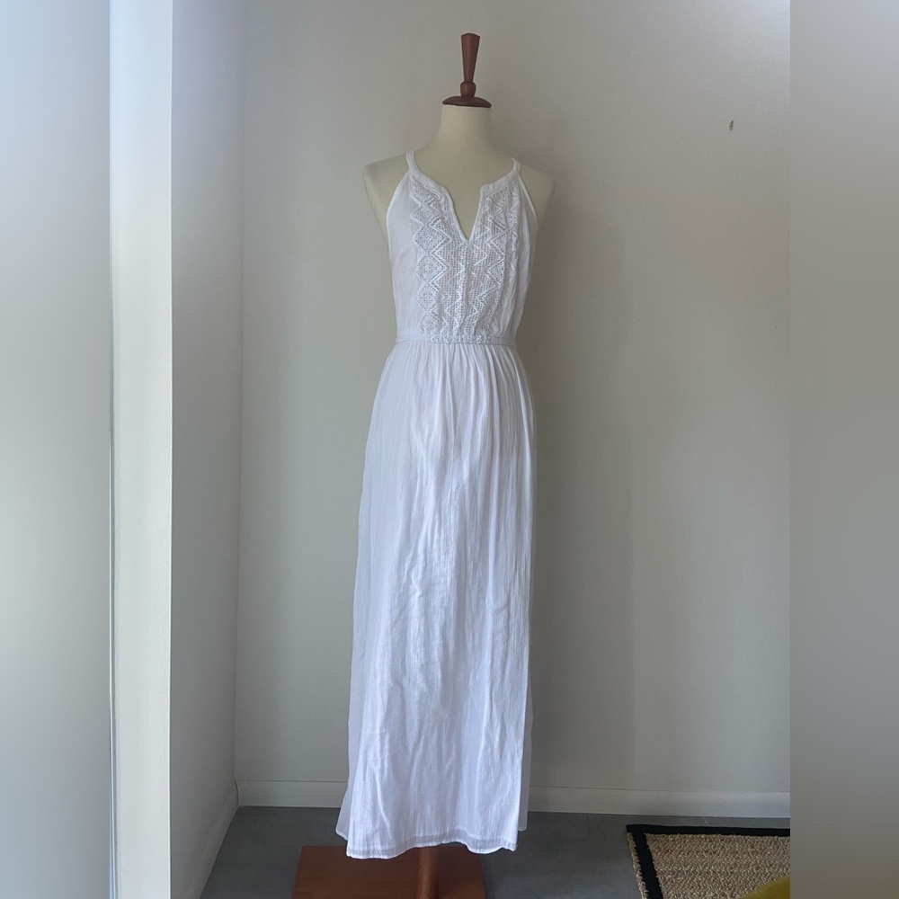 NWT sleeveless White cotton and Lace Maxi Dress